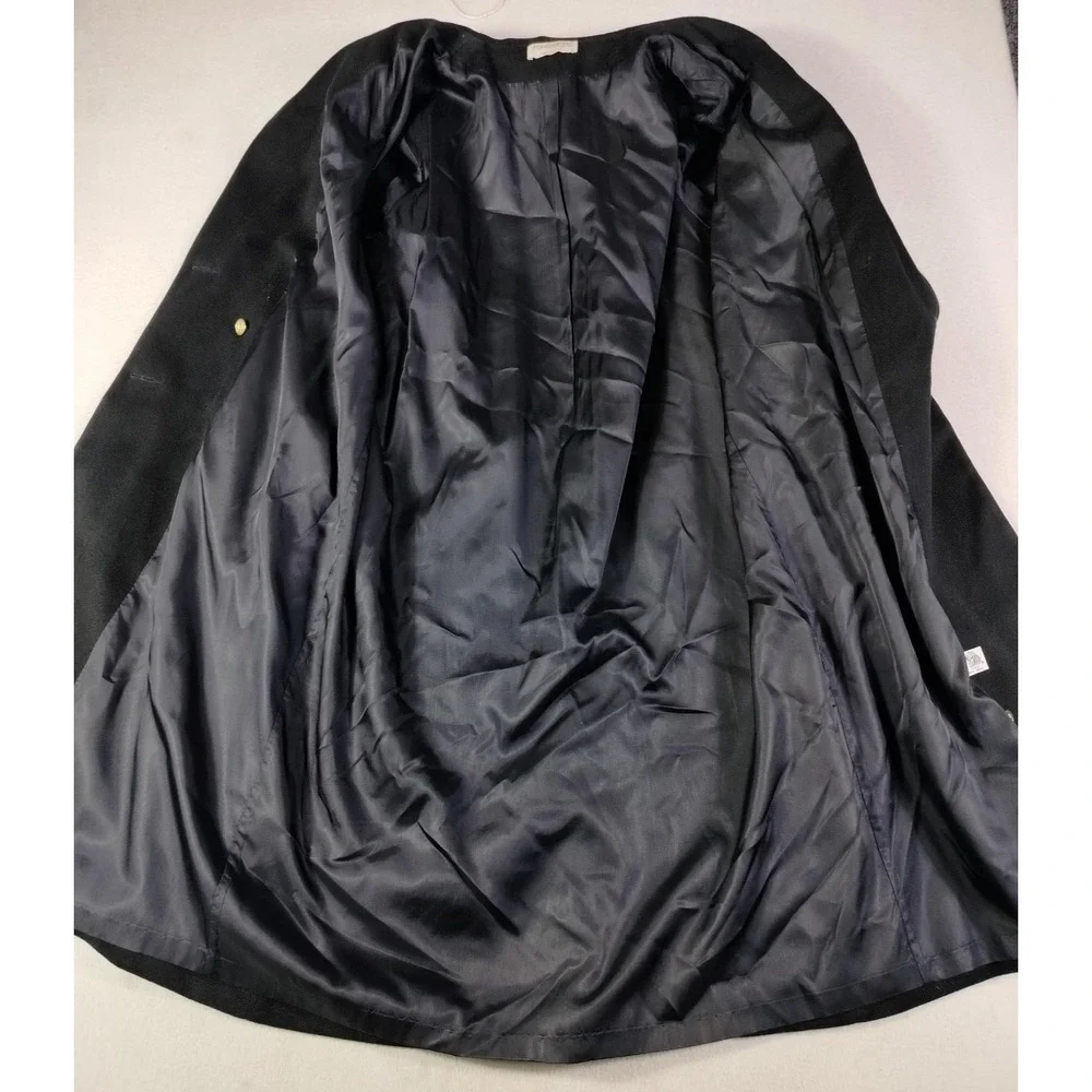 Vintage Forecaster Of Boston Coat Womens Large 11/12 Black Wool Long Overcoat